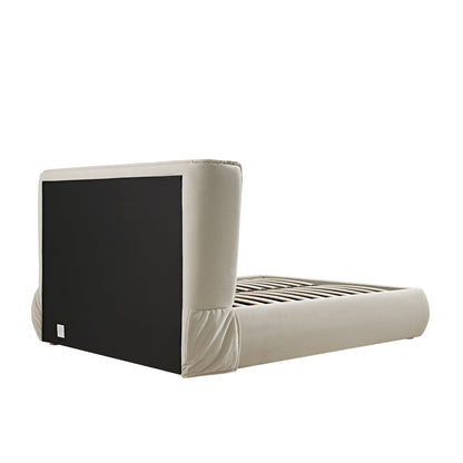 Astrid Ruched Wingback Bed, Ivory Chenille