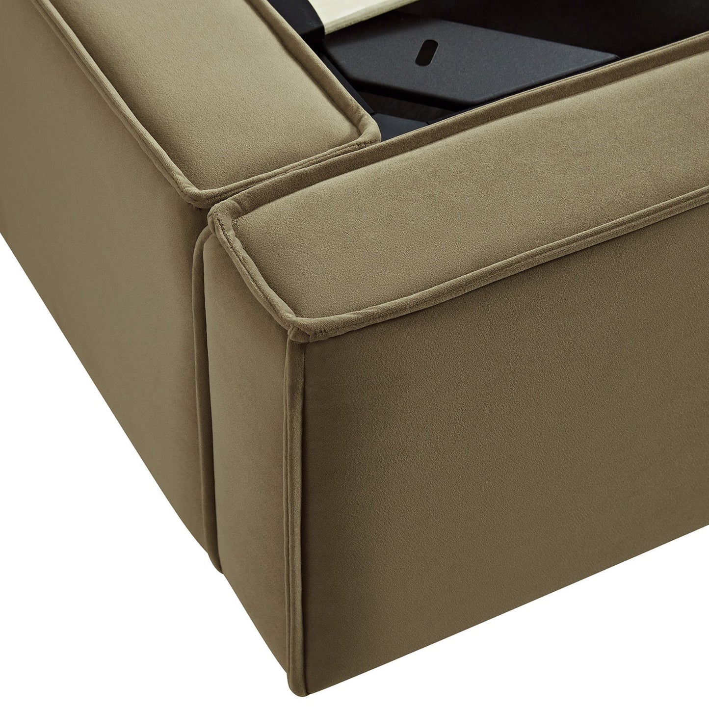 Claudine Ottoman Bed with Storage, Hazelnut Velvet