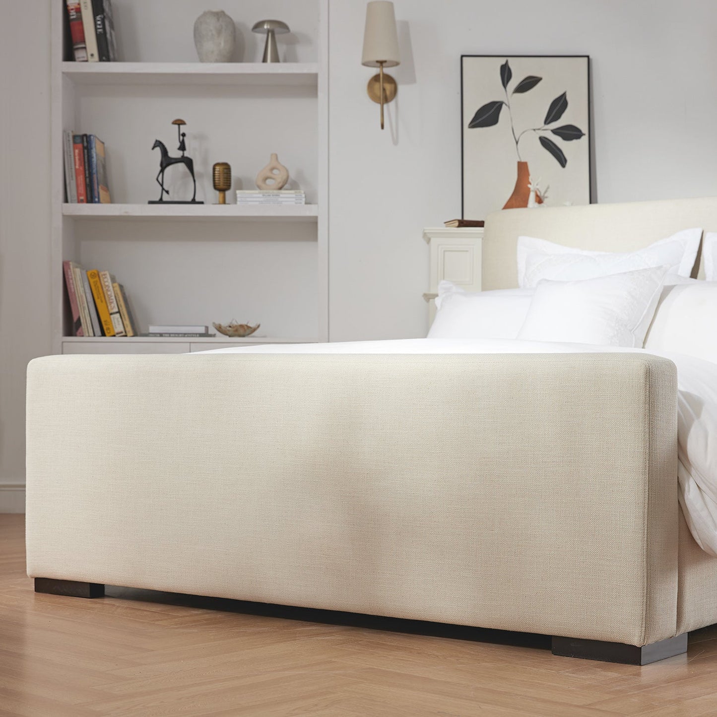 Antoine Side-Opening Ottoman Bed with Storage, Ivory Linen Blend