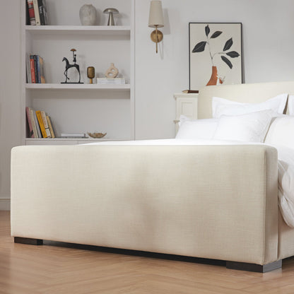 Antoine Side-Opening Ottoman Bed with Storage, Ivory Linen Blend