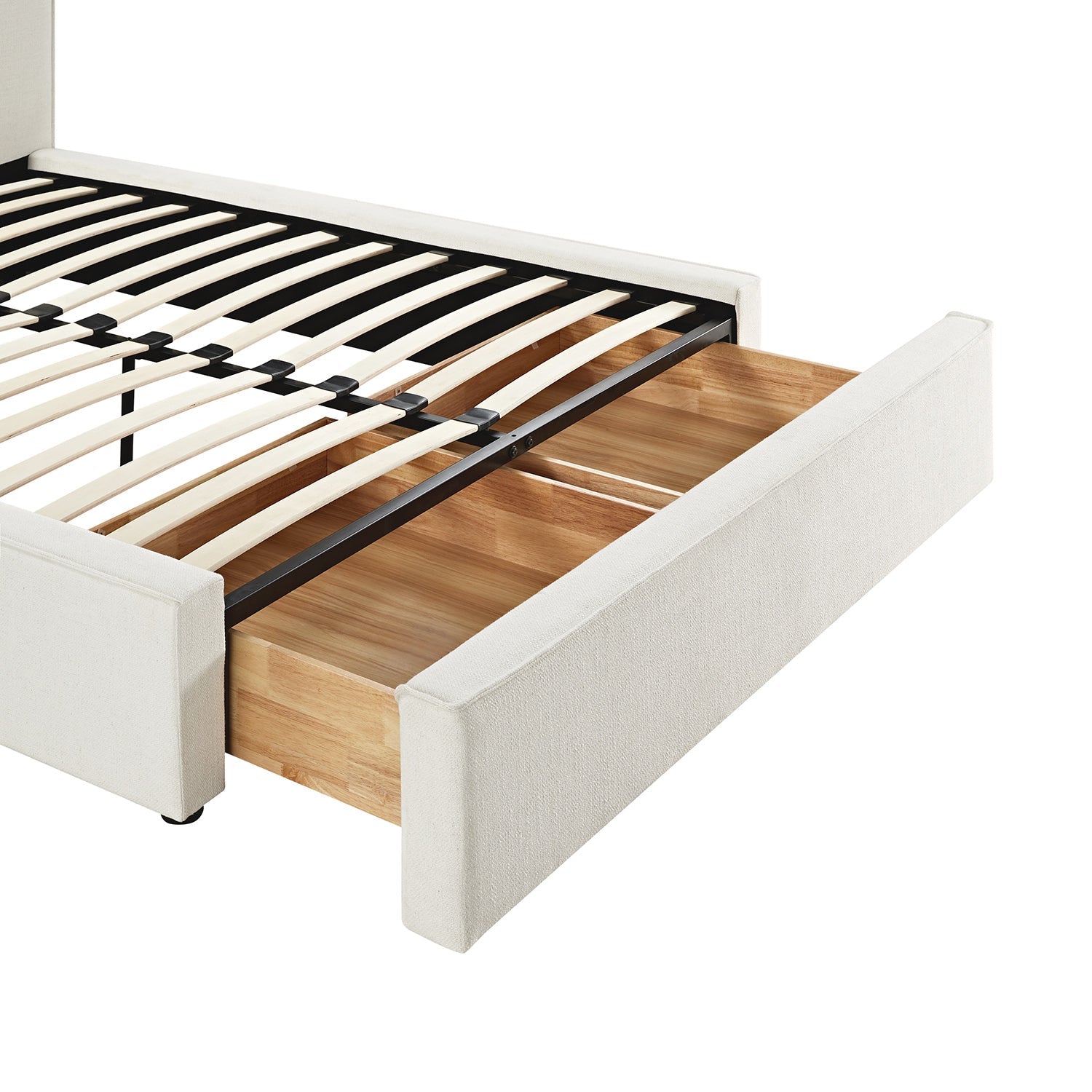 Forte Drawer Bed with Storage, Beige Linen Blend