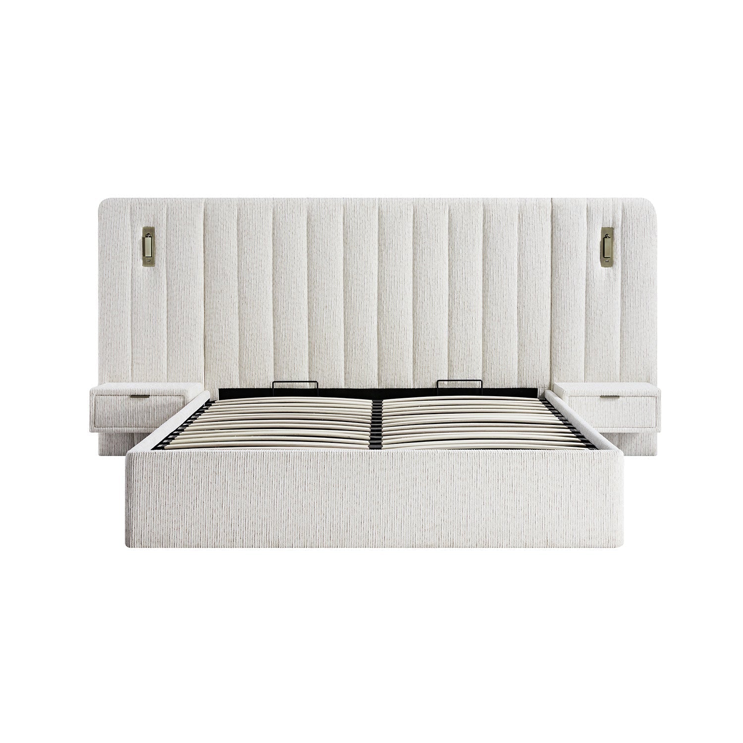 Tremezzo Oversized Ottoman Bed with Storage, Beige Textured Fabric