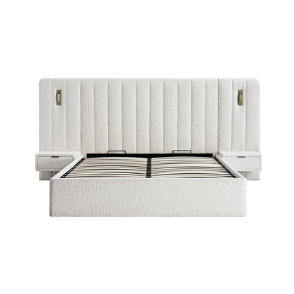 Tremezzo Oversized Ottoman Bed with Storage, Beige Textured Fabric