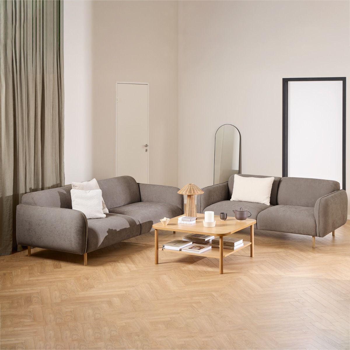 2.5- & 3-Seater Sofa Set – Langley in Dusty Brown Fabric