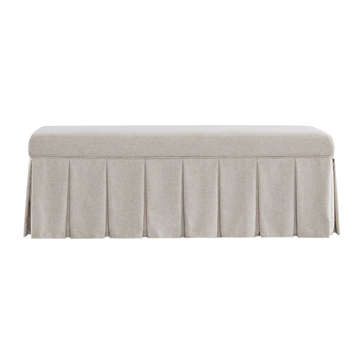 Egerton Box-Pleat Storage Bench, Oatmeal Brushed Fabric