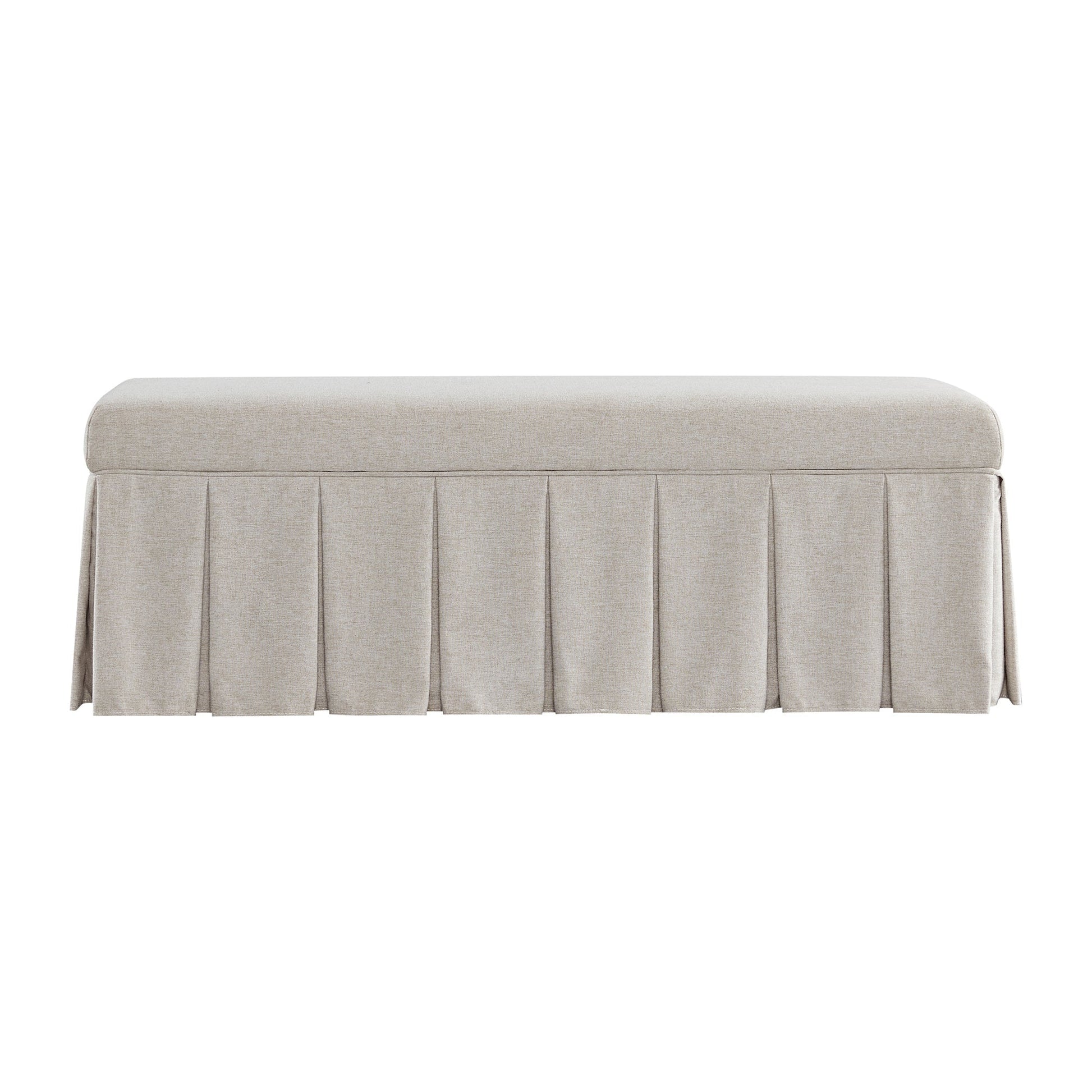 Egerton Box-Pleat Storage Bench, Oatmeal Brushed Fabric