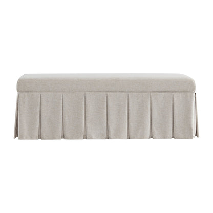 Egerton Box-Pleat Storage Bench, Oatmeal Brushed Fabric