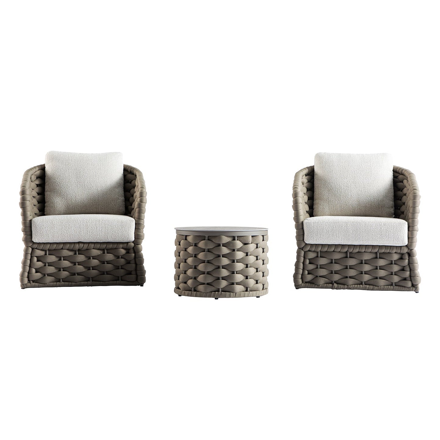 Positano Wide Rope Bistro Set, Taupe