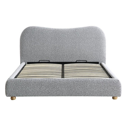 Egerie Curved Headboard Mist Grey Boucle Ottoman Bed with Storage