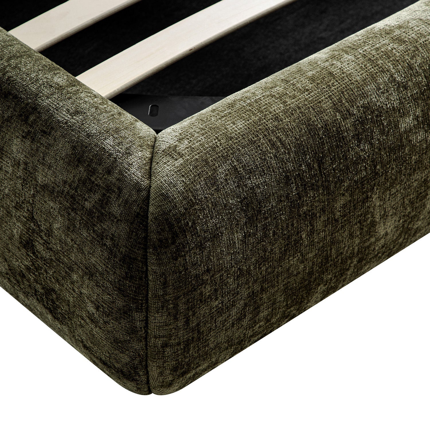 Thera Pillow Headboard Upholstered Bed, Moss Green Chenille