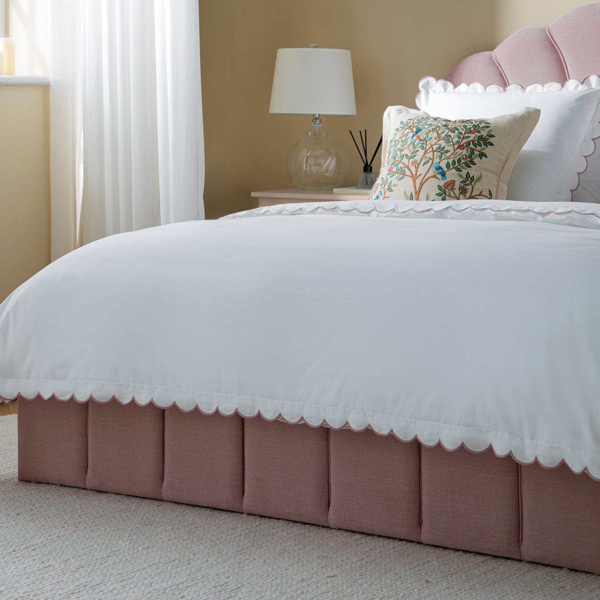 Hana Ottoman Bed with Storage, Petal Pink Chenille