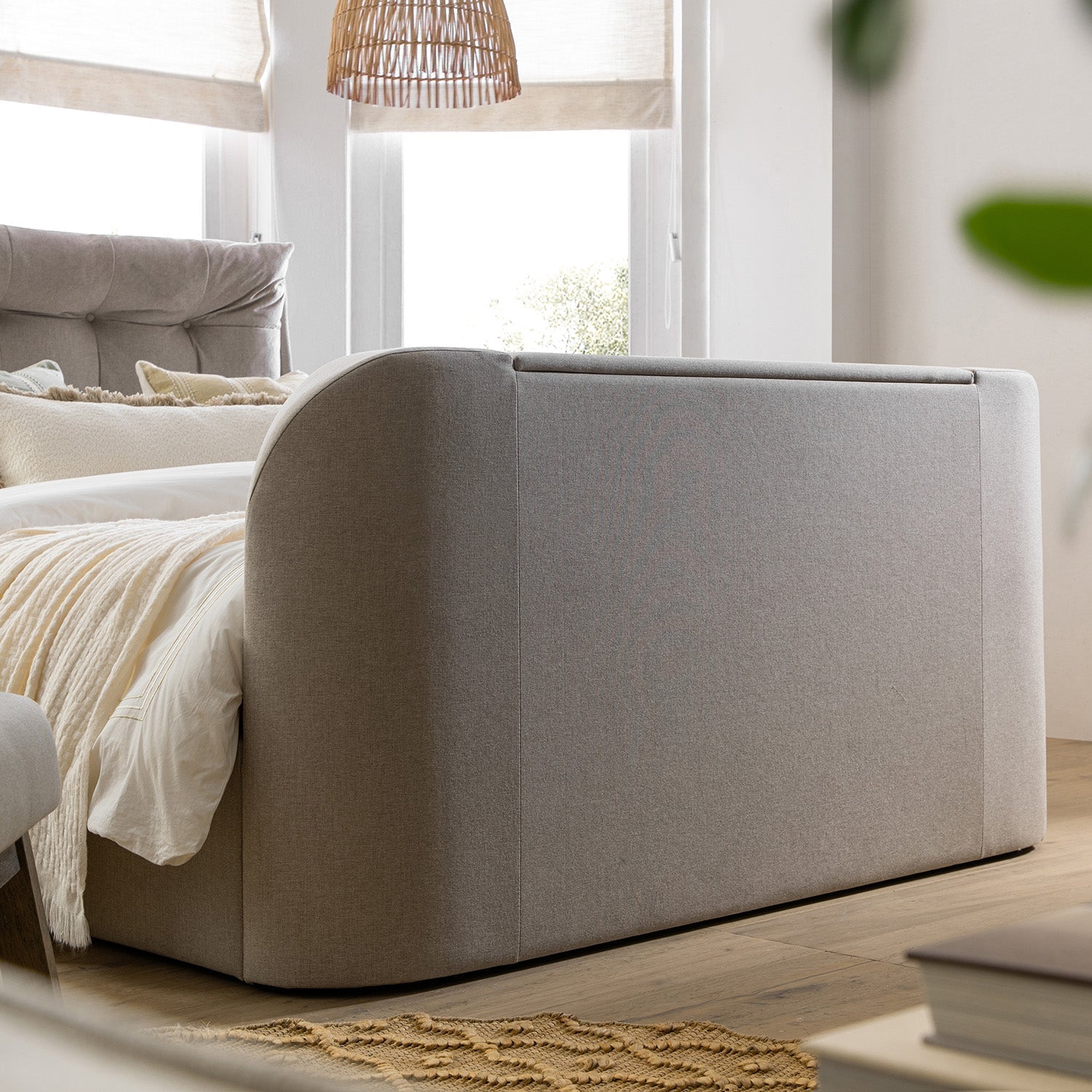 Hadley Stone Fabric TV Bed with Ottoman Storage
