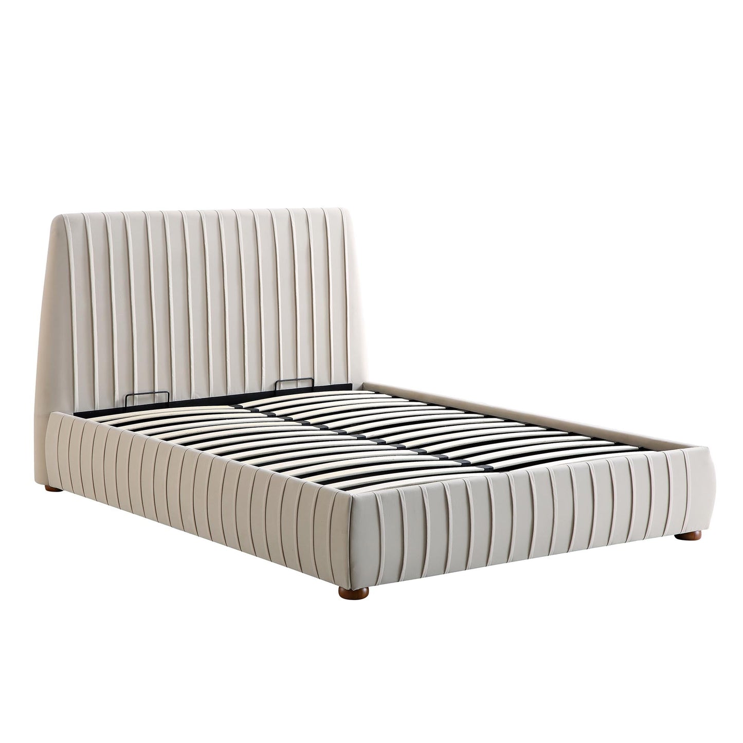 Helia Pleated Ottoman Bed with Storage, Champagne Velvet