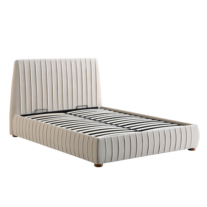 Helia Pleated Ottoman Bed with Storage, Champagne Velvet