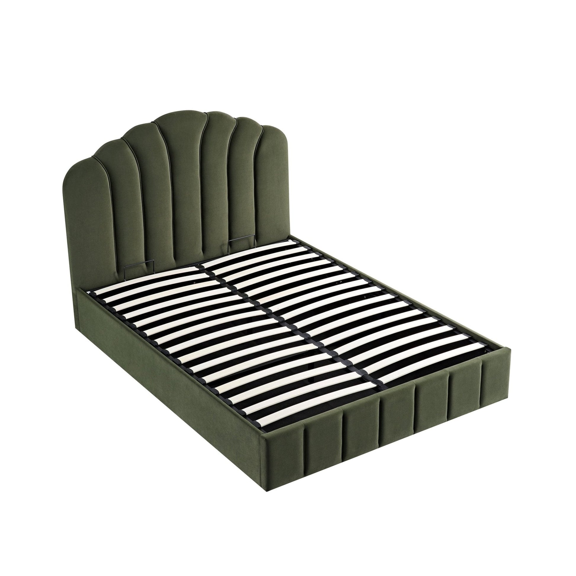 Hana Ottoman Bed with Storage, Moss Green Velvet