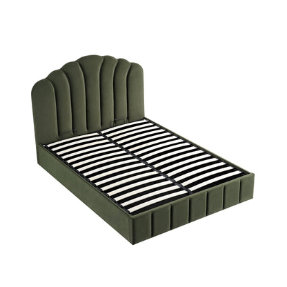 Hana Ottoman Bed with Storage, Moss Green Velvet