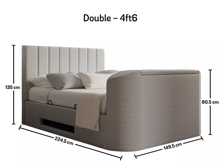 Berkley Upholstered Linea Fog Ottoman TV Bed – view 3