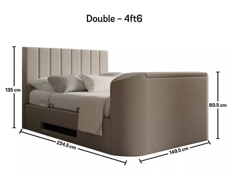 Berkley Upholstered Arran Natural Ottoman TV Bed – view 5