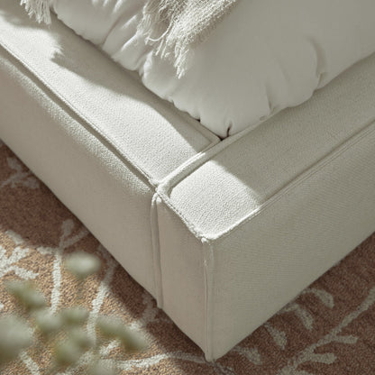 Claudine Ottoman Bed with Storage, Beige Linen