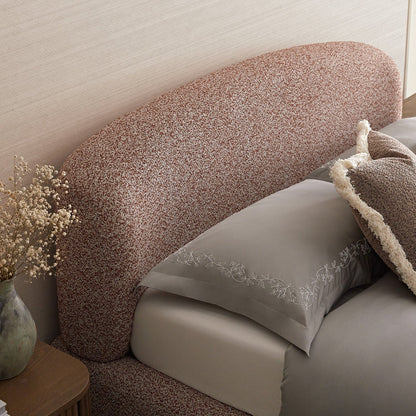 Constance Winged Headboard Ottoman Bed with Storage, Musk Blush Boucle