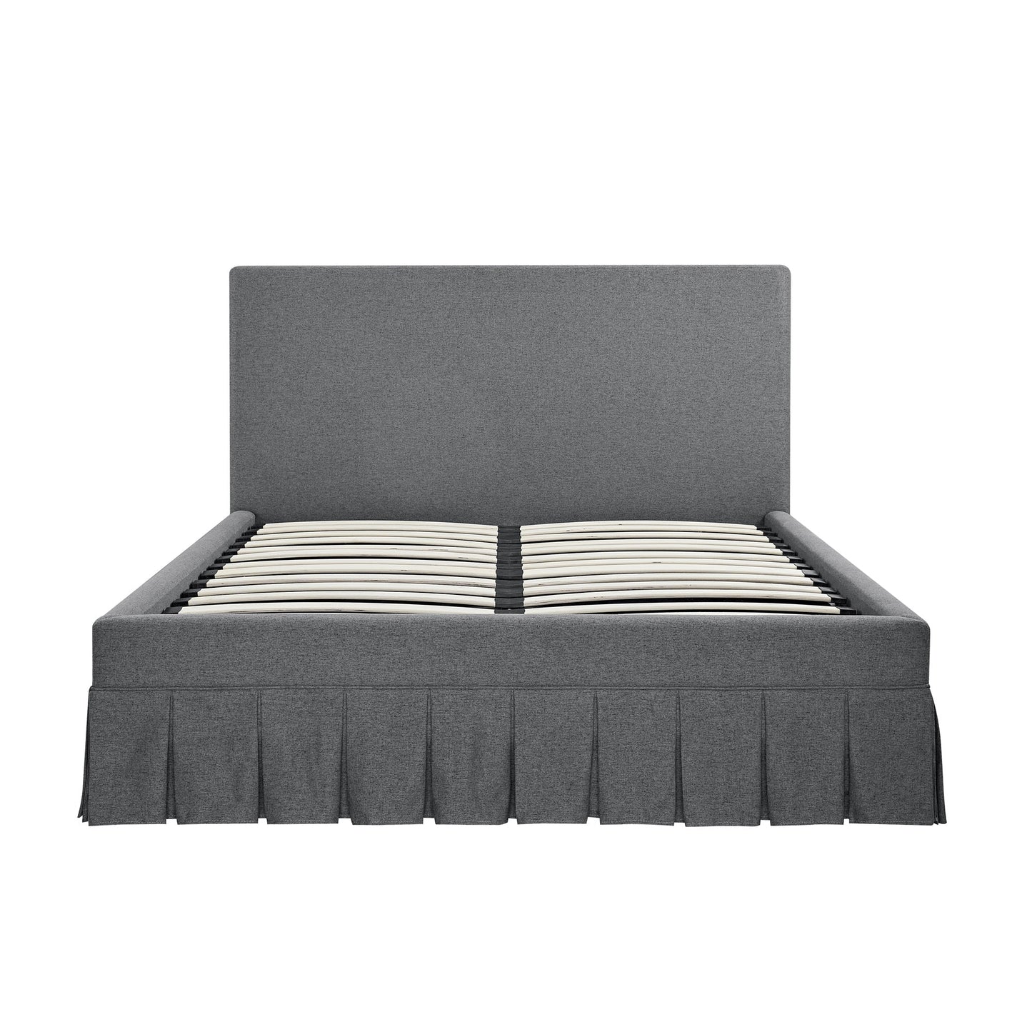 Egerton Box-Pleat Ottoman Bed with Storage, Charcoal Brushed Fabric