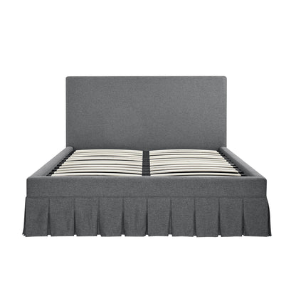 Egerton Box-Pleat Ottoman Bed with Storage, Charcoal Brushed Fabric