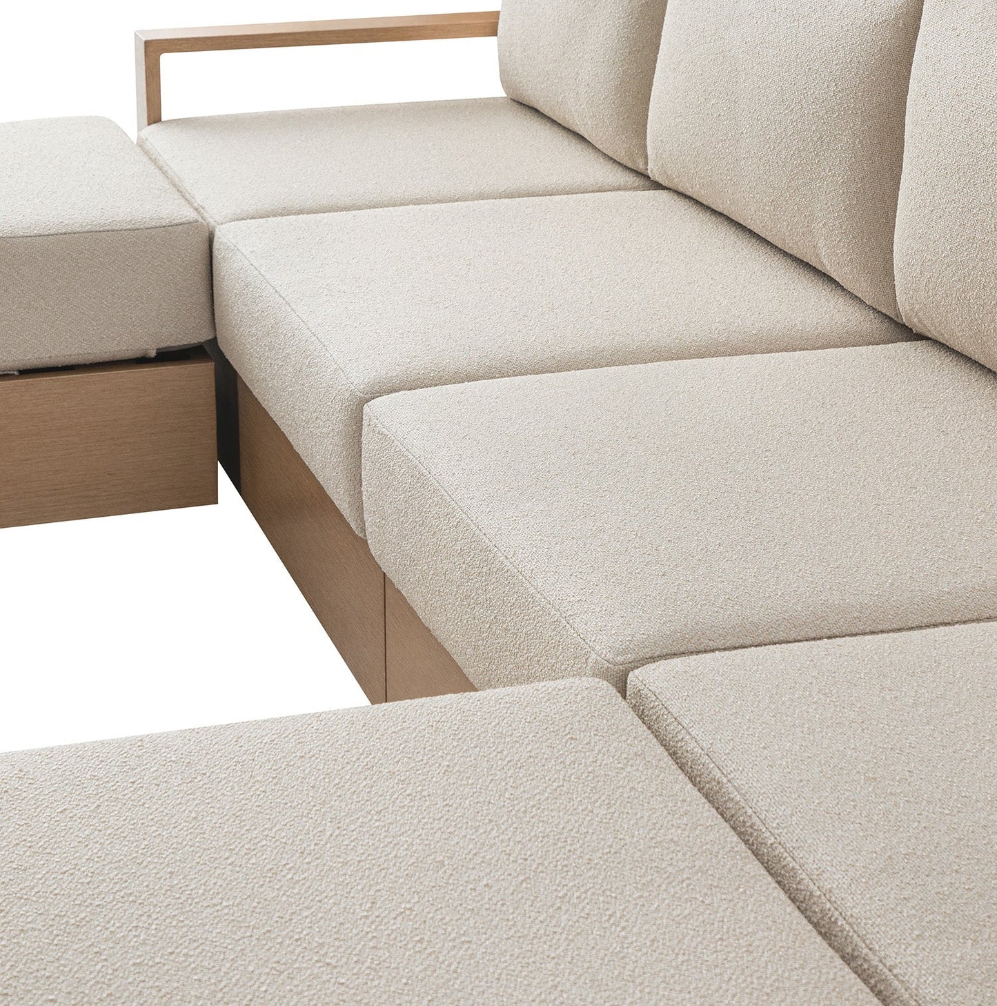 Jardin Aluminium Outdoor Modular 6-Piece Double Chaise Sofa Set, Natural