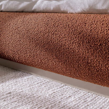 Luella Upholstered Wooden Plinth Base Bed with Storage, Rust Boucle