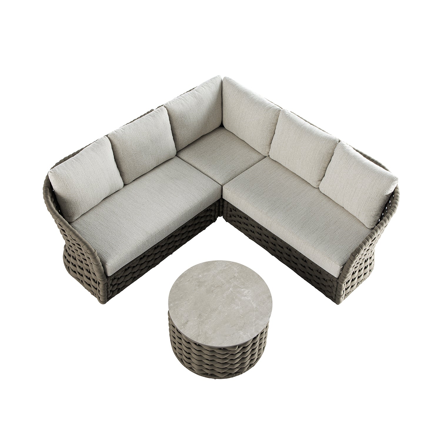 Positano Wide Rope Corner Outdoor Sofa Set, Taupe