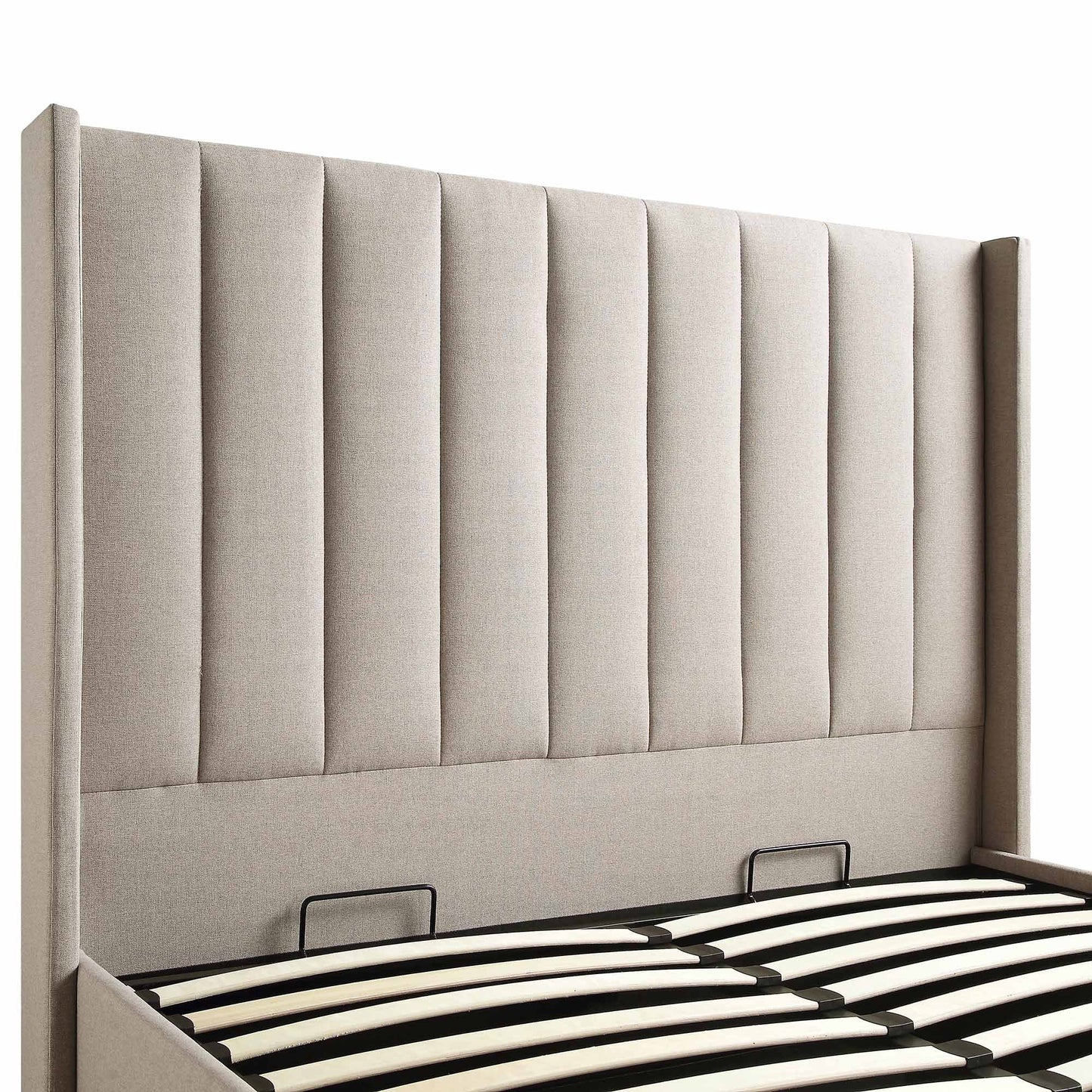 Wilton Warm Stone Fabric Ottoman Bed with Storage