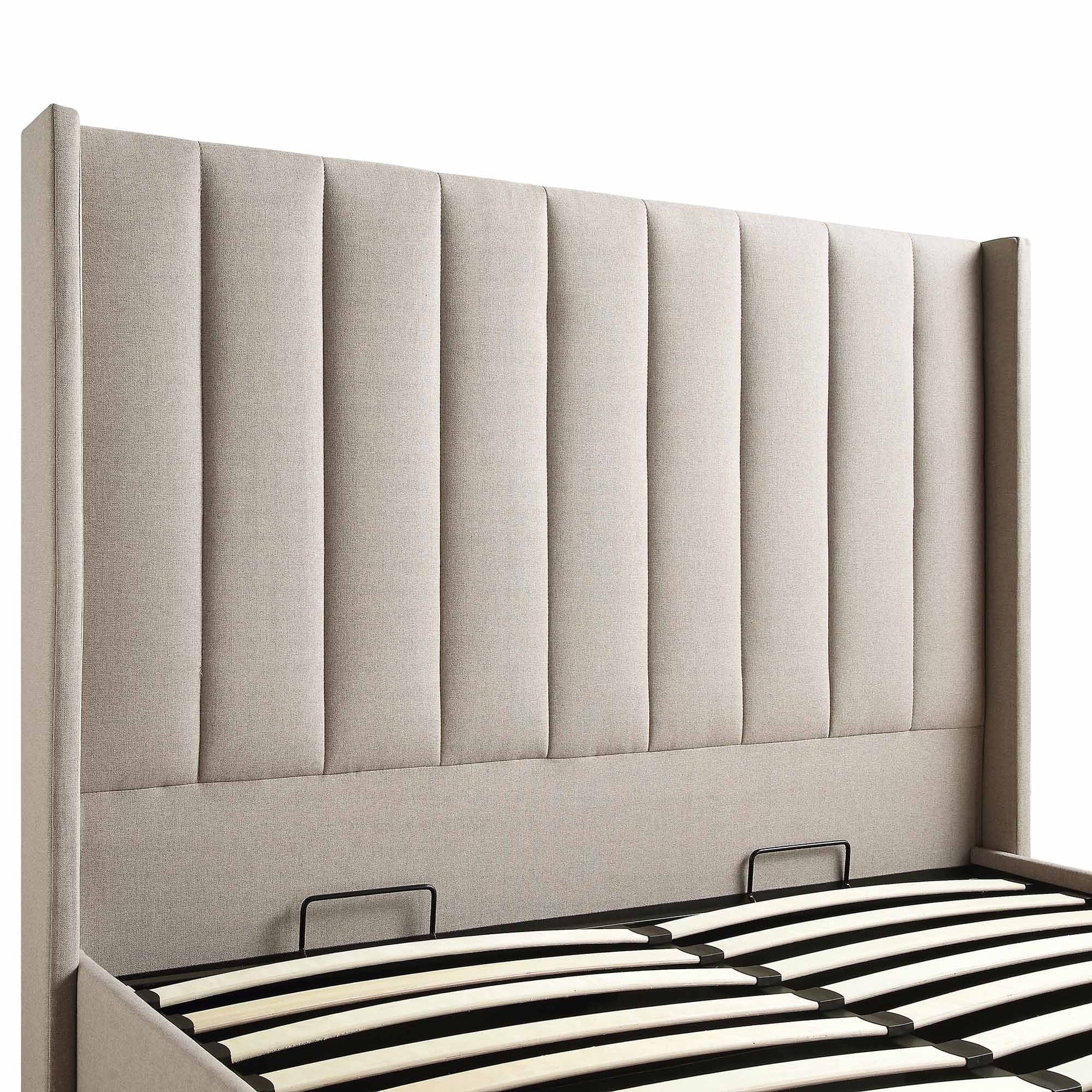 Wilton Warm Stone Fabric Ottoman Bed with Storage