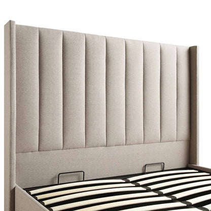 Wilton Warm Stone Fabric Ottoman Bed with Storage