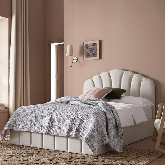 Hana Ottoman Bed with Storage, Ivory Weave Fabric