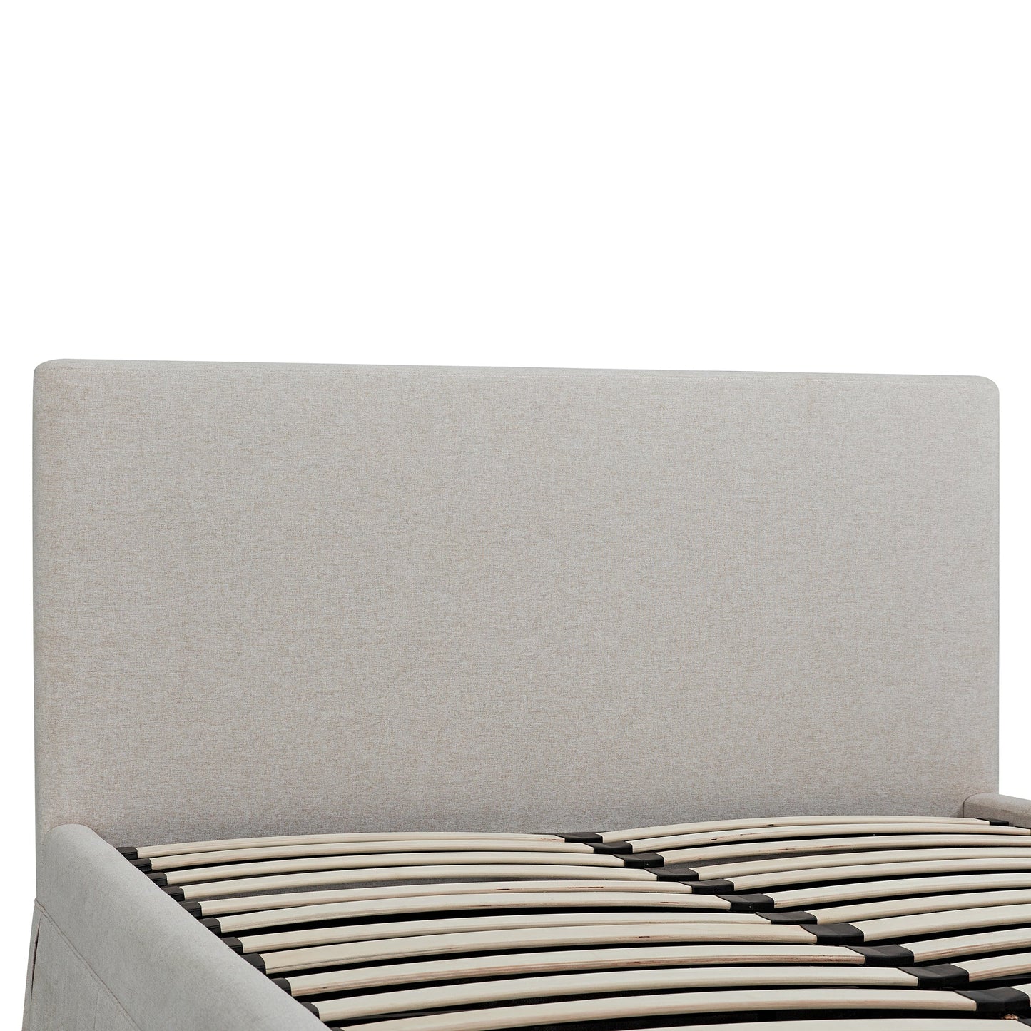 Egerton Box-Pleat Ottoman Bed with Storage, Oatmeal Brushed Fabric