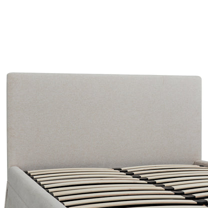 Egerton Box-Pleat Ottoman Bed with Storage, Oatmeal Brushed Fabric