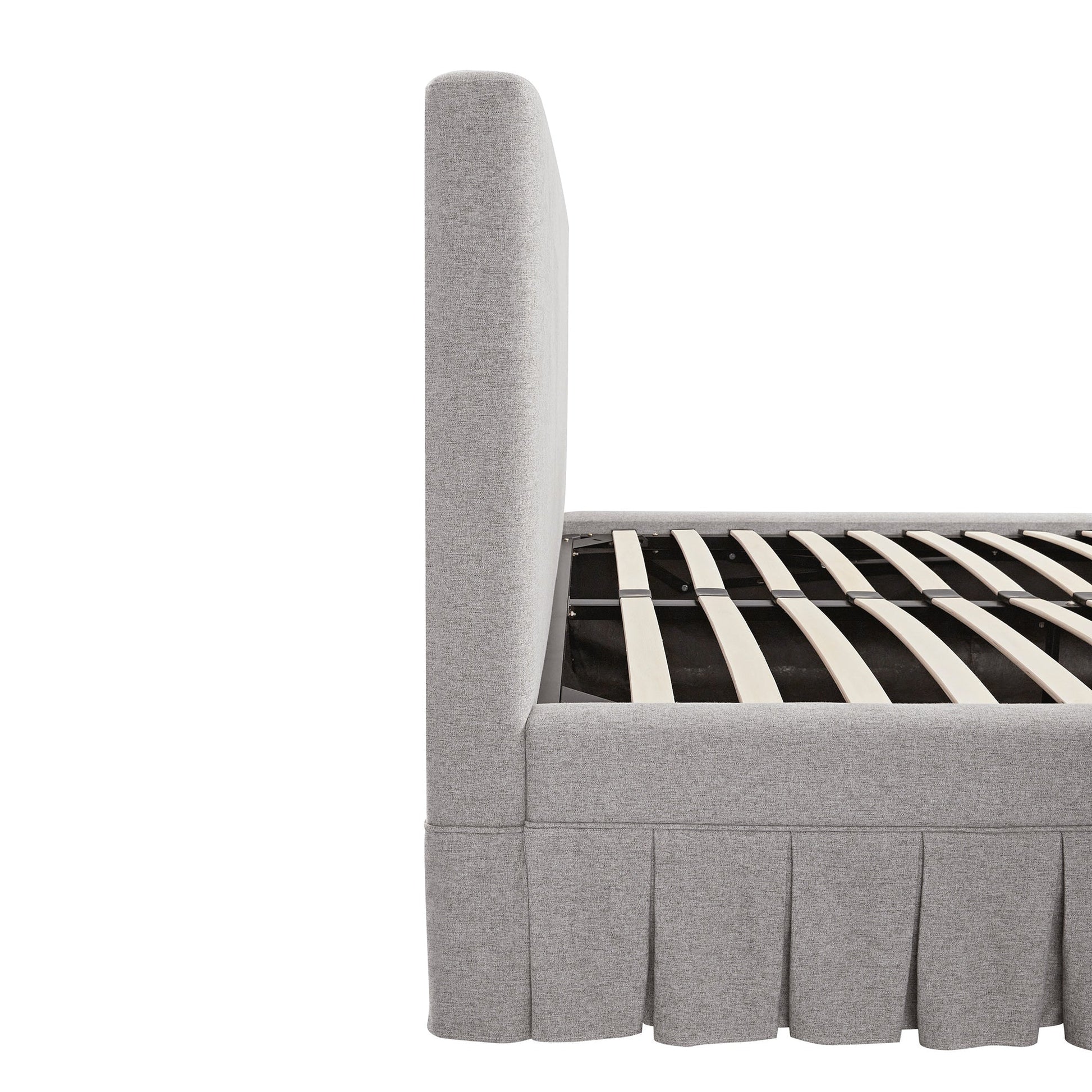 Egerton Box-Pleat Ottoman Bed with Storage, Stone Brushed Fabric