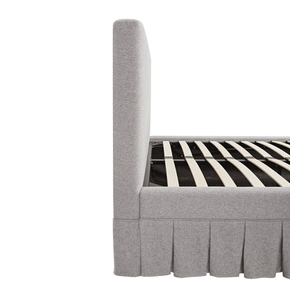 Egerton Box-Pleat Ottoman Bed with Storage, Stone Brushed Fabric
