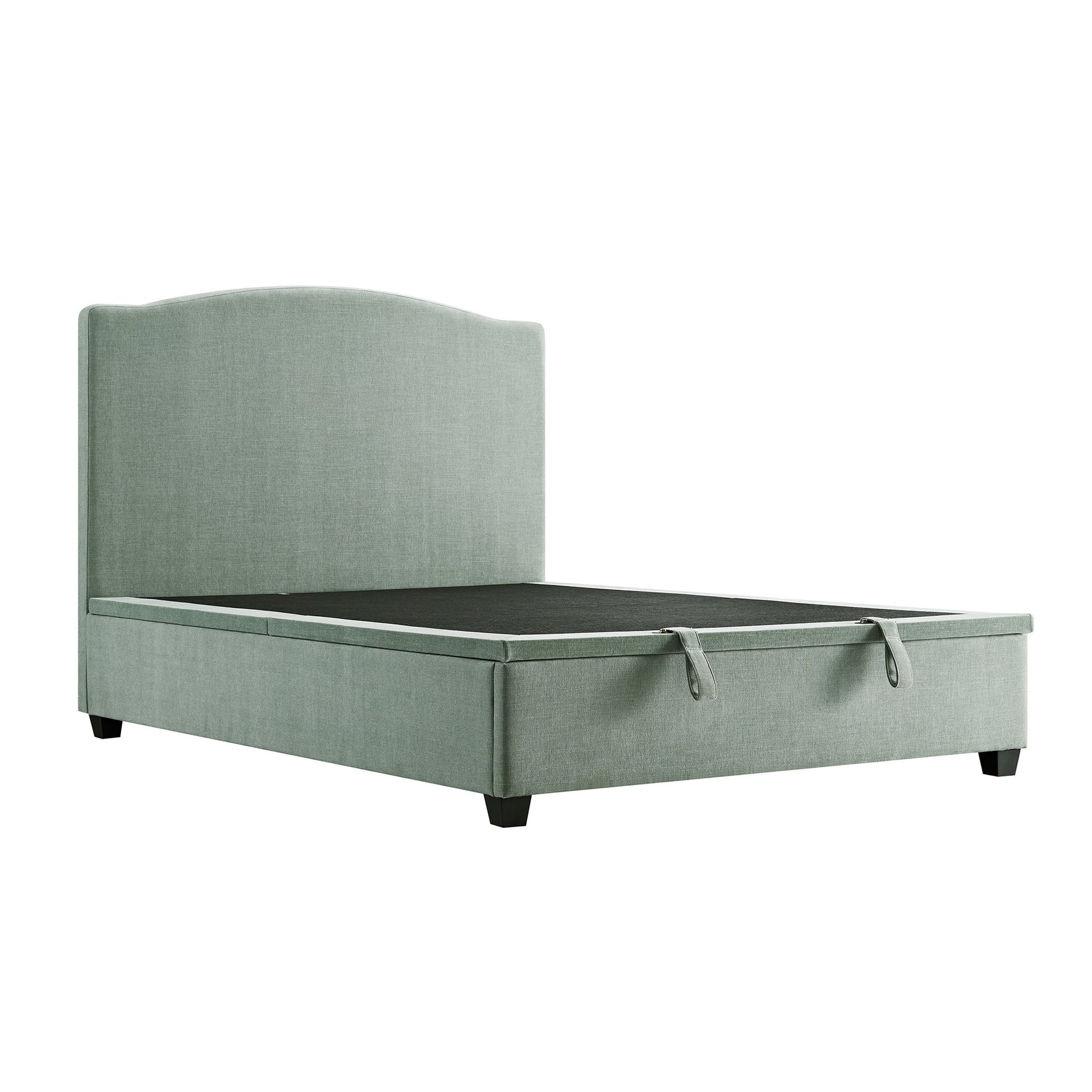 Chilworth Upholstered Ottoman Bed with Storage, Water Green Chenille
