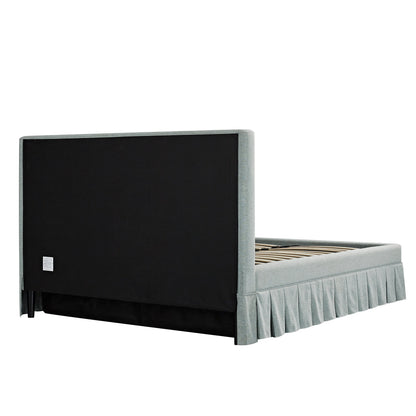 Egerton Box-Pleat Ottoman Bed with Storage, Pale Aqua Brushed Fabric