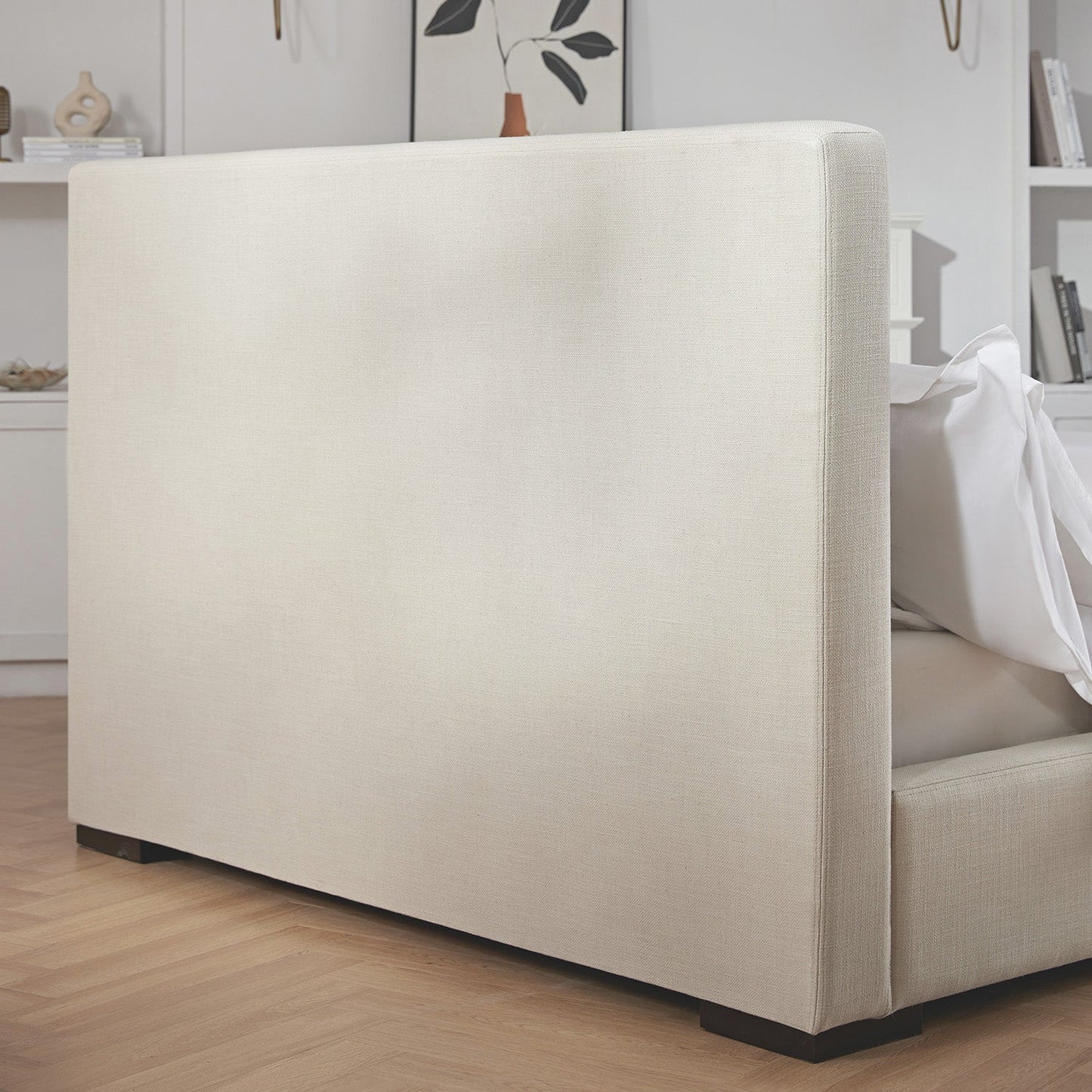 Antoine Side-Opening Ottoman Bed with Storage, Ivory Linen Blend
