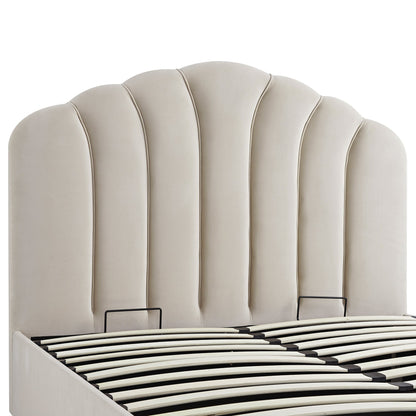 Hana Ottoman Bed with Storage, Warm Stone Velvet
