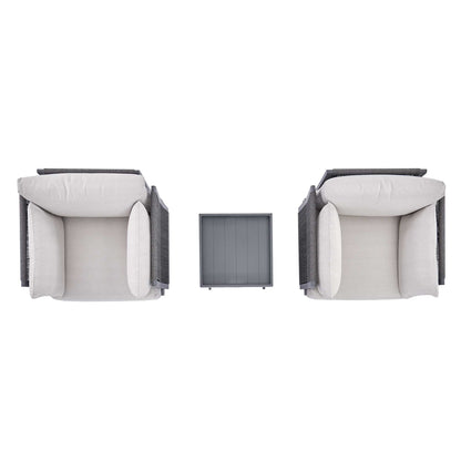 Pedra Rope and Aluminium Outdoor Bistro Set, Grey