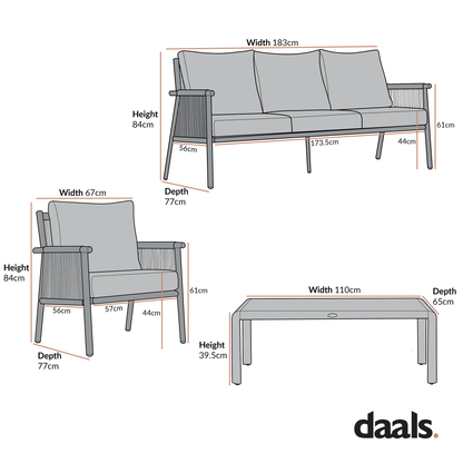 Soller Indoor and Outdoor Rope Weave 5-Seater Sofa Set