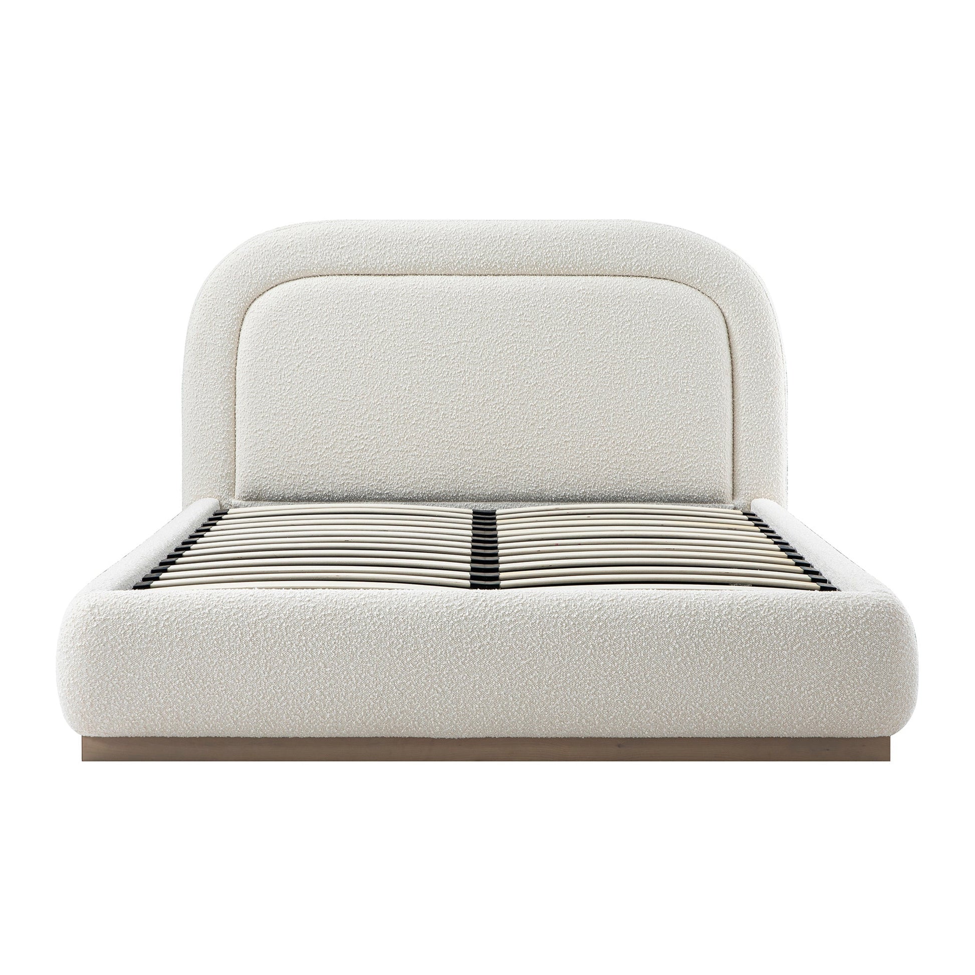 Luella Upholstered Wooden Plinth Base Bed with Storage, Ecru Boucle