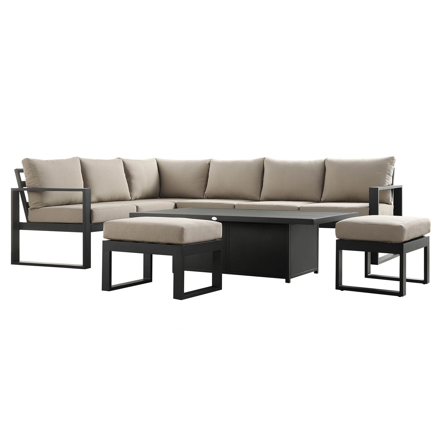 Albany Aluminium Large Corner Casual Garden Dining Set with Rising Table, Taupe