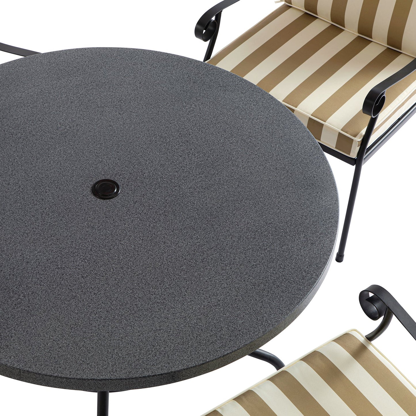 Haymes Indoor and Outdoor Metal 4-Seater Round Dining Set, Khaki Stripe