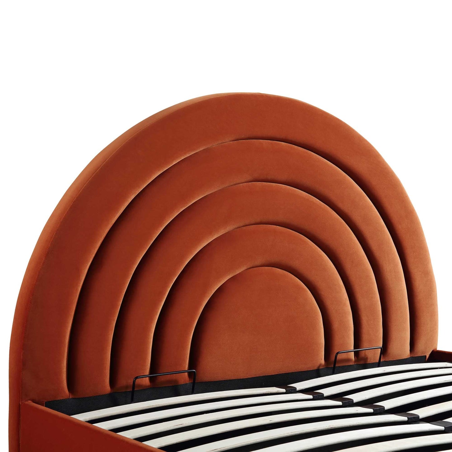 Archer Rust Velvet Ottoman Bed with Storage