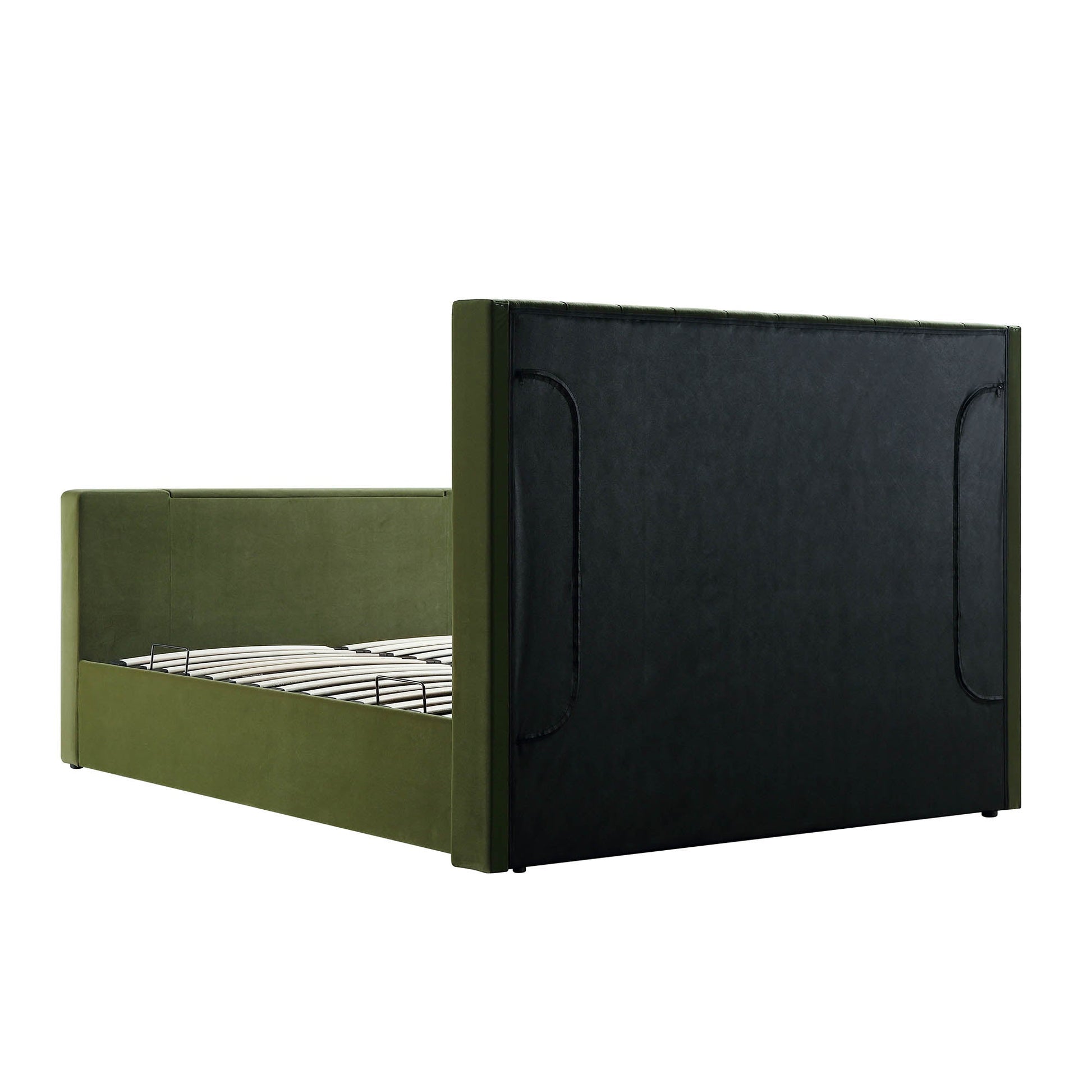 Wilton Moss Green Velvet TV Bed with Ottoman Storage