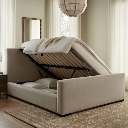 Antoine Side-Opening Ottoman Bed with Storage, Soft Beige Chenille