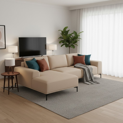 Millie Natural Fabric 3-Seater Sofa